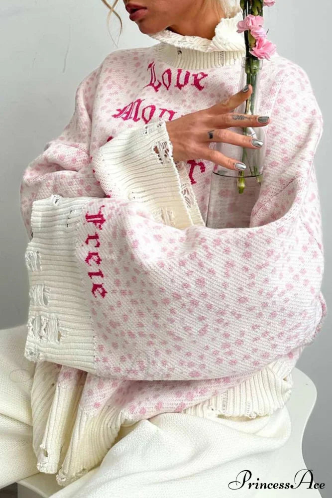 Embroidered Distressed Pullover Sweater image 7