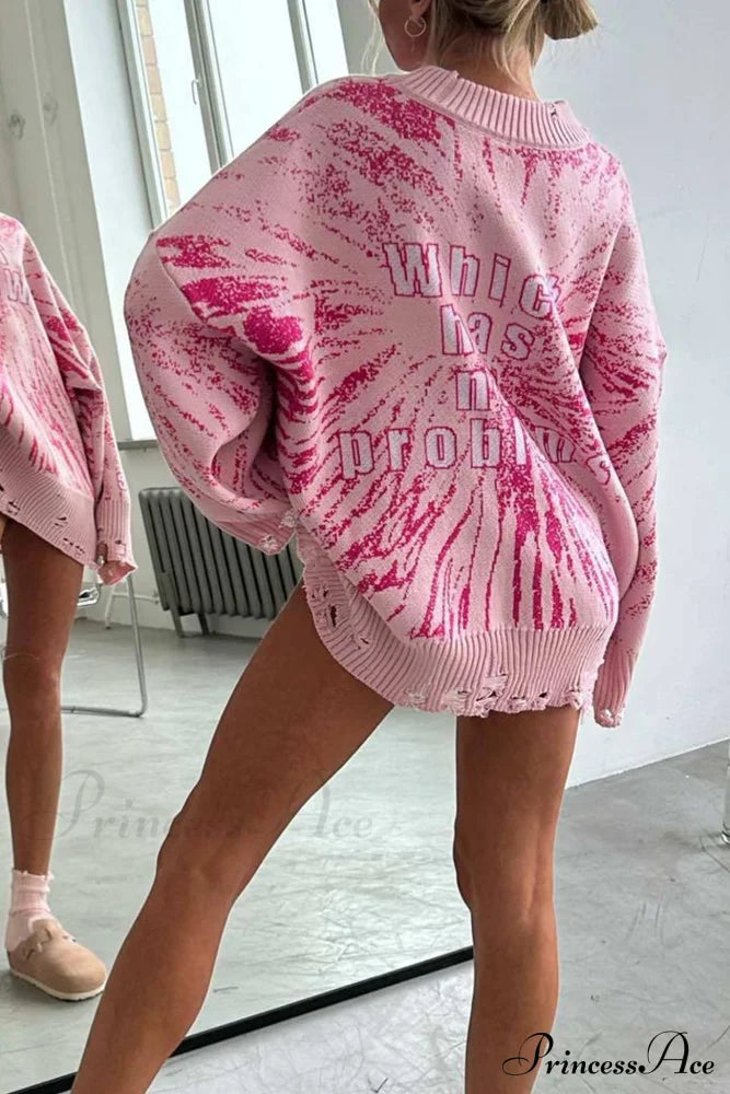 Embroidered Distressed Pullover Sweater image 4