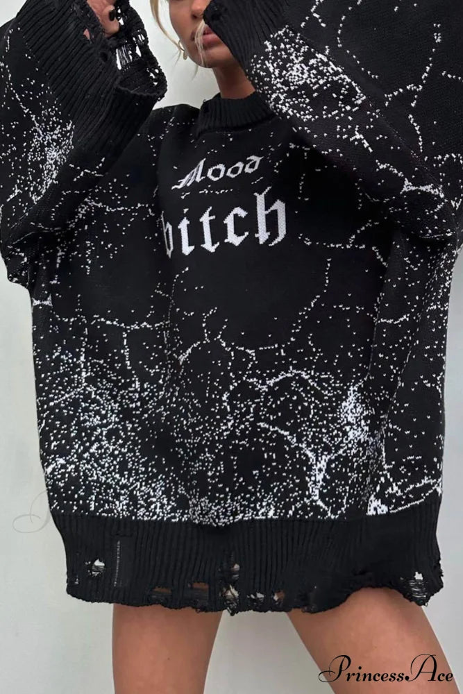 Embroidered Distressed Pullover Sweater image 12