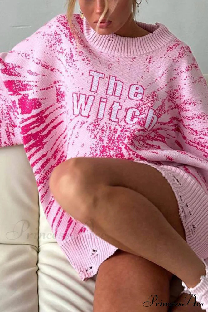 Embroidered Distressed Pullover Sweater image 2