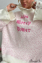 Embroidered Distressed Pullover Sweater image 5