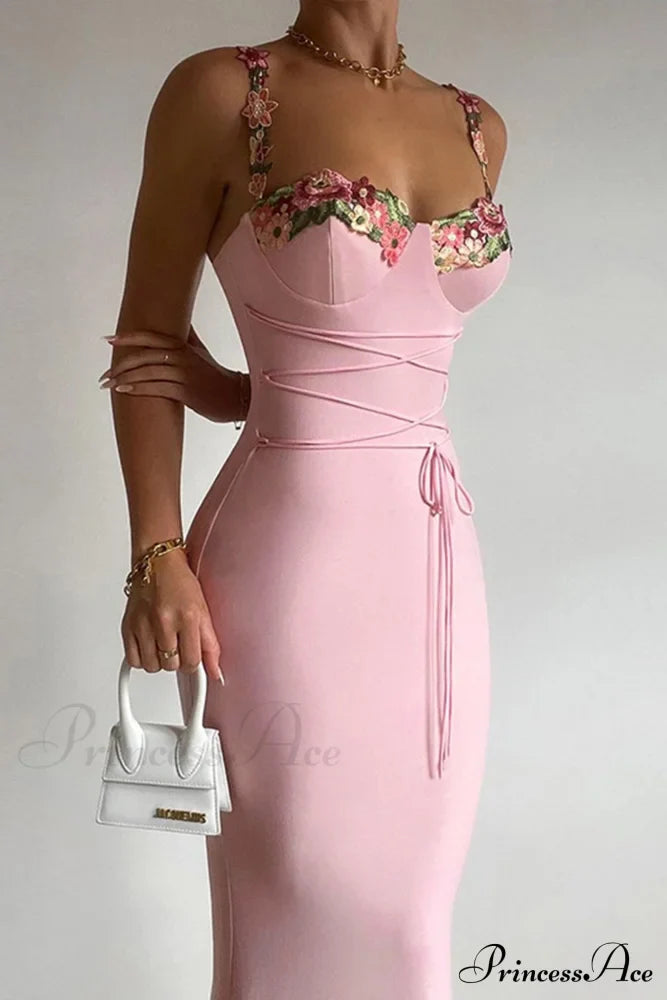 Embroidered Floral Strappy Dress image 5
