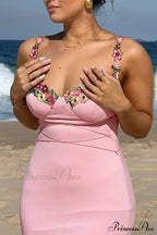 Embroidered Floral Strappy Dress image 6
