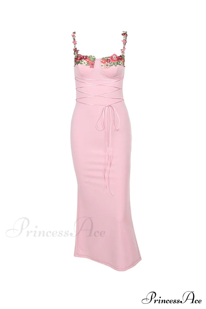 Embroidered Floral Strappy Dress image 8