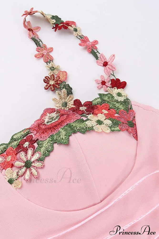 Embroidered Floral Strappy Dress image 9