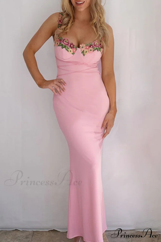 Embroidered Floral Strappy Dress image 2
