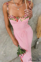 Embroidered Floral Strappy Dress image 1