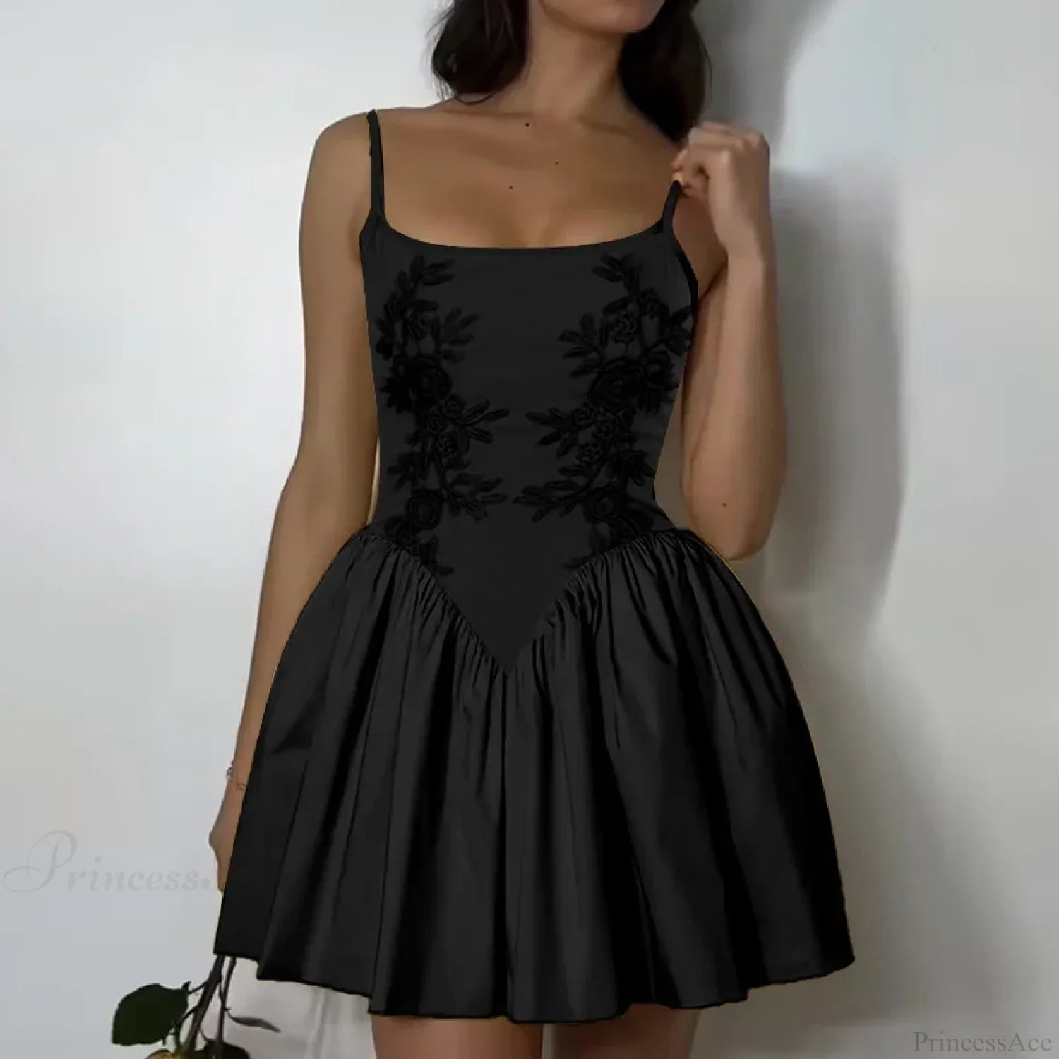 Embroidered Flower High Waist Puffy Floral Dress image 4