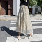 Embroidered Flower Lace High Waist Boho Skirt image 3