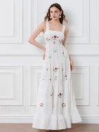 Embroidered Flower Ruched Tiered Slip Floral Dress image 5