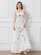 Embroidered Flower Ruched Tiered Slip Floral Dress image 4
