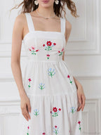 Embroidered Flower Ruched Tiered Slip Floral Dress image 3