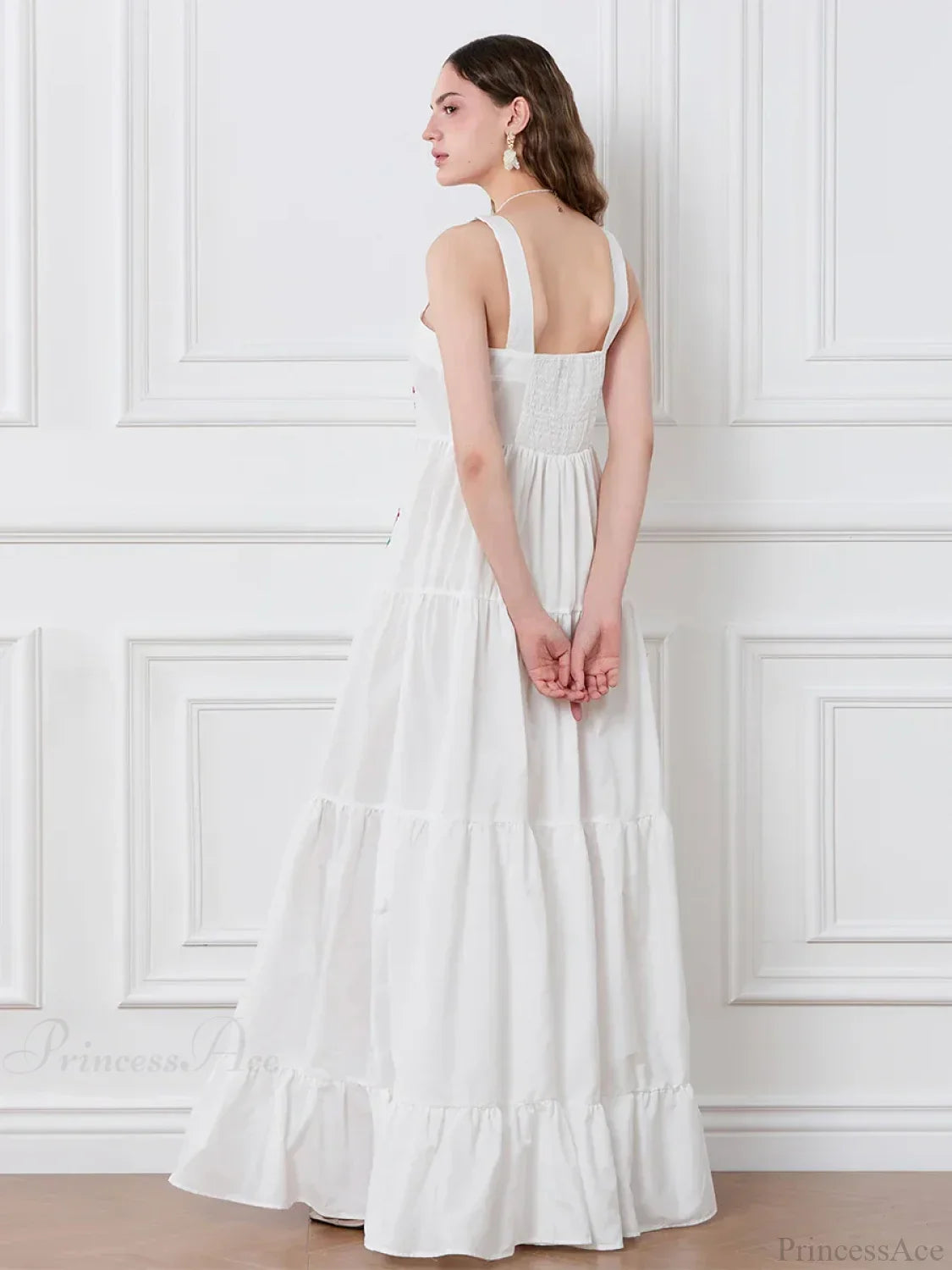 Embroidered Flower Ruched Tiered Slip Floral Dress image 6