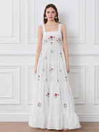 Embroidered Flower Ruched Tiered Slip Floral Dress image 7