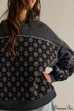 Embroidered Panel Design Casual Pullover Hoodie image 8
