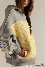 Embroidered Panel Design Casual Pullover Hoodie image 4