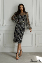 Embroidered Sheer Fitted Dress image 9