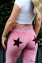 Embroidered Star High Waist Slim Straight Pants image 1