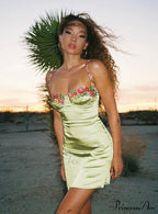 Embroidered Straps Dress with Sexy Waist image 2