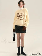 Embroidery Elegant Bow Sweater image 7