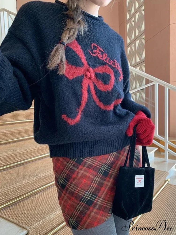 Embroidery Elegant Bow Sweater image 4