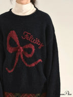 Embroidery Elegant Bow Sweater image 3