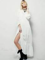 Embroidery Flower V-neck Split Mini Boho Dress image 4