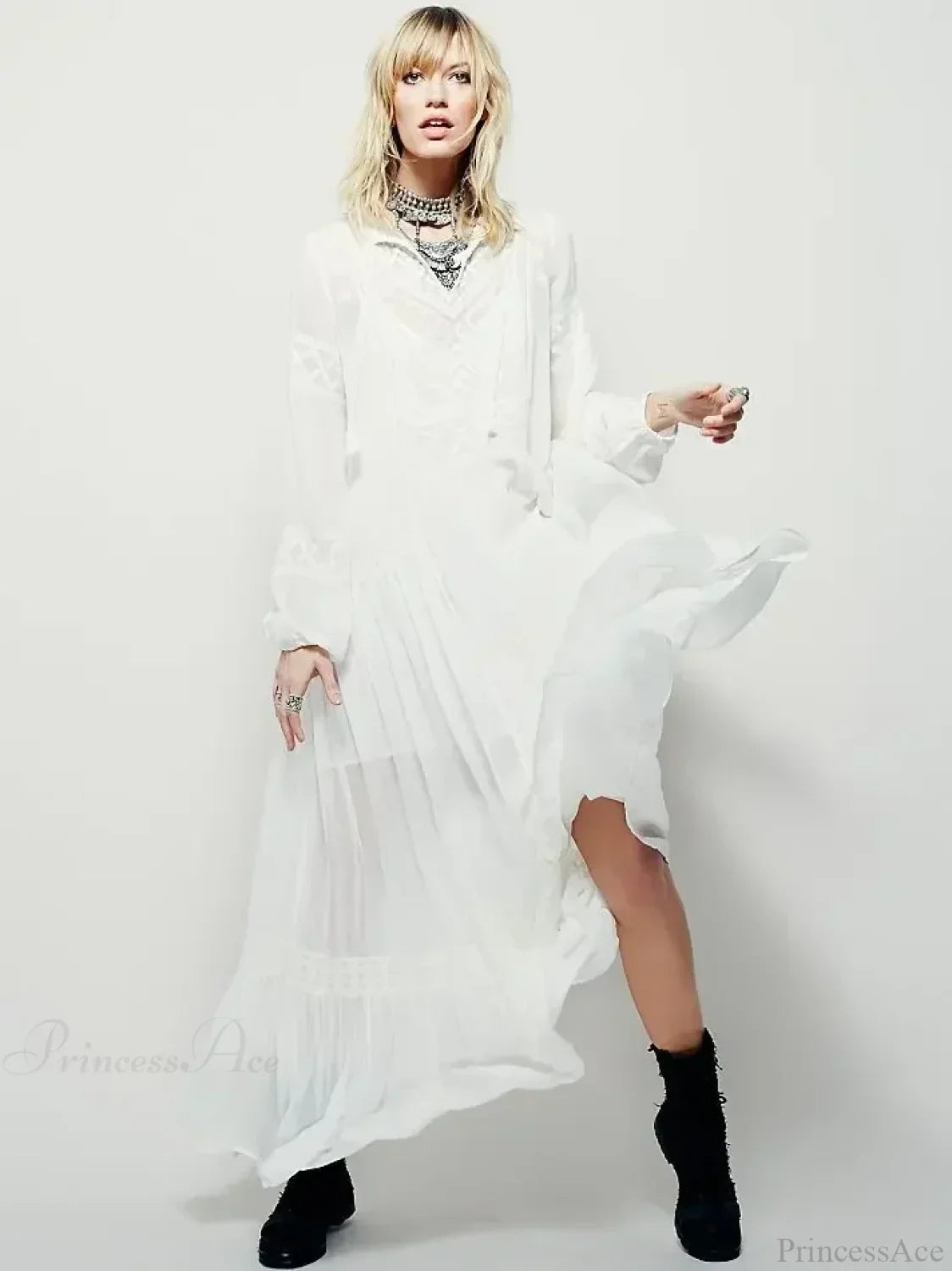 Embroidery Flower V-neck Split Mini Boho Dress image 2