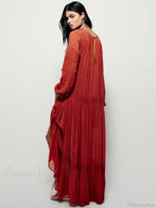Embroidery Flower V-neck Split Mini Boho Dress image 5