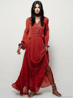 Embroidery Flower V-neck Split Mini Boho Dress image 1