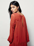 Embroidery Flower V-neck Split Mini Boho Dress image 7