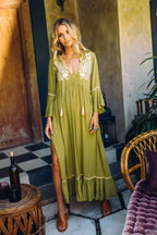 Embroidery Hollow Out Lace Retro White Boho Dress image 2