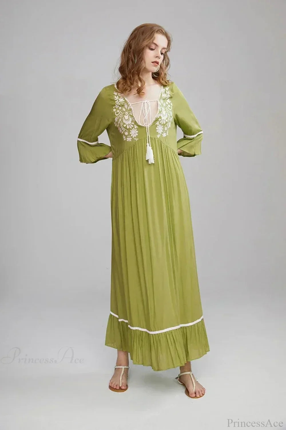 Embroidery Hollow Out Lace Retro White Boho Dress image 7