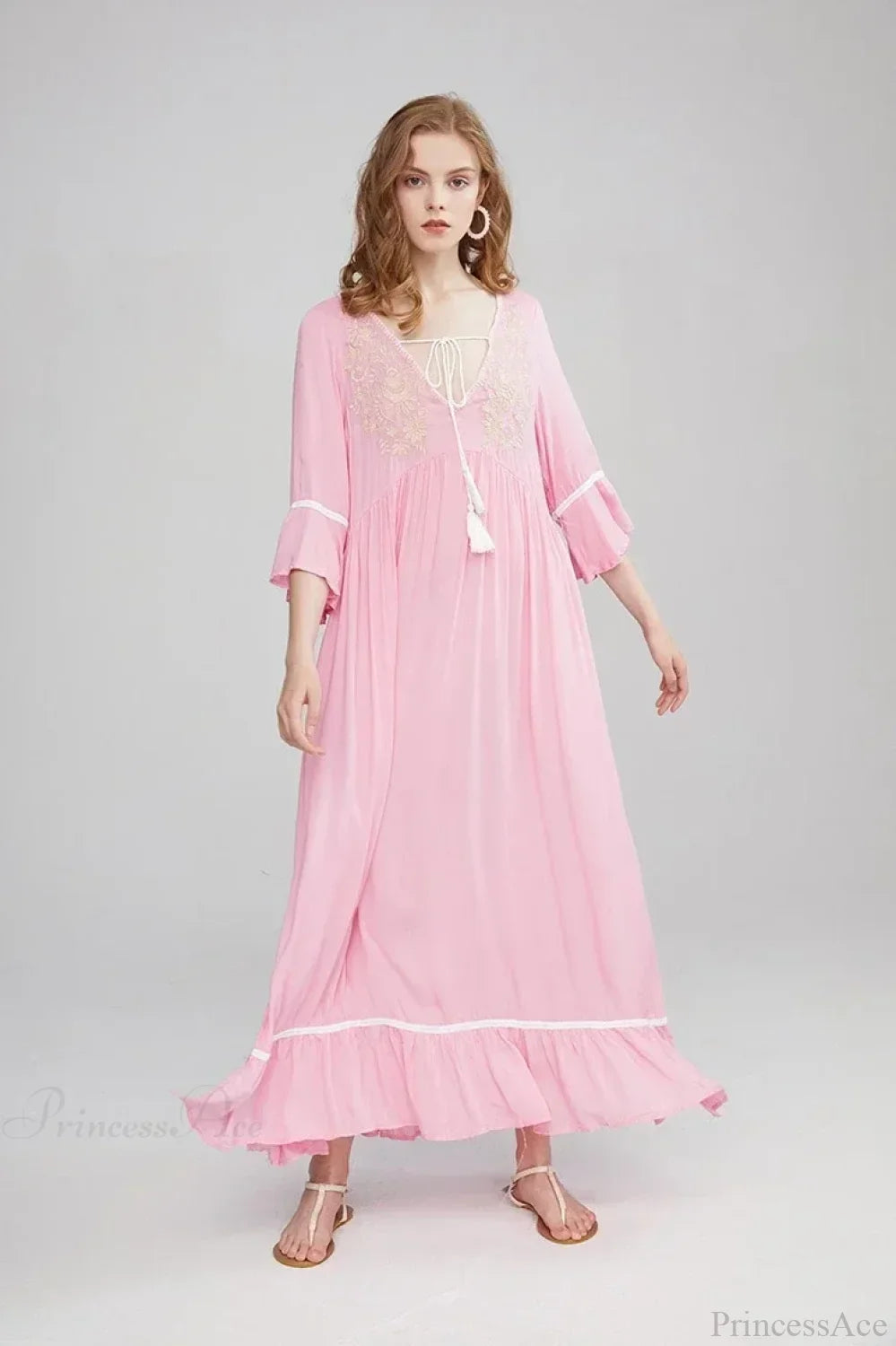 Embroidery Hollow Out Lace Retro White Boho Dress image 9