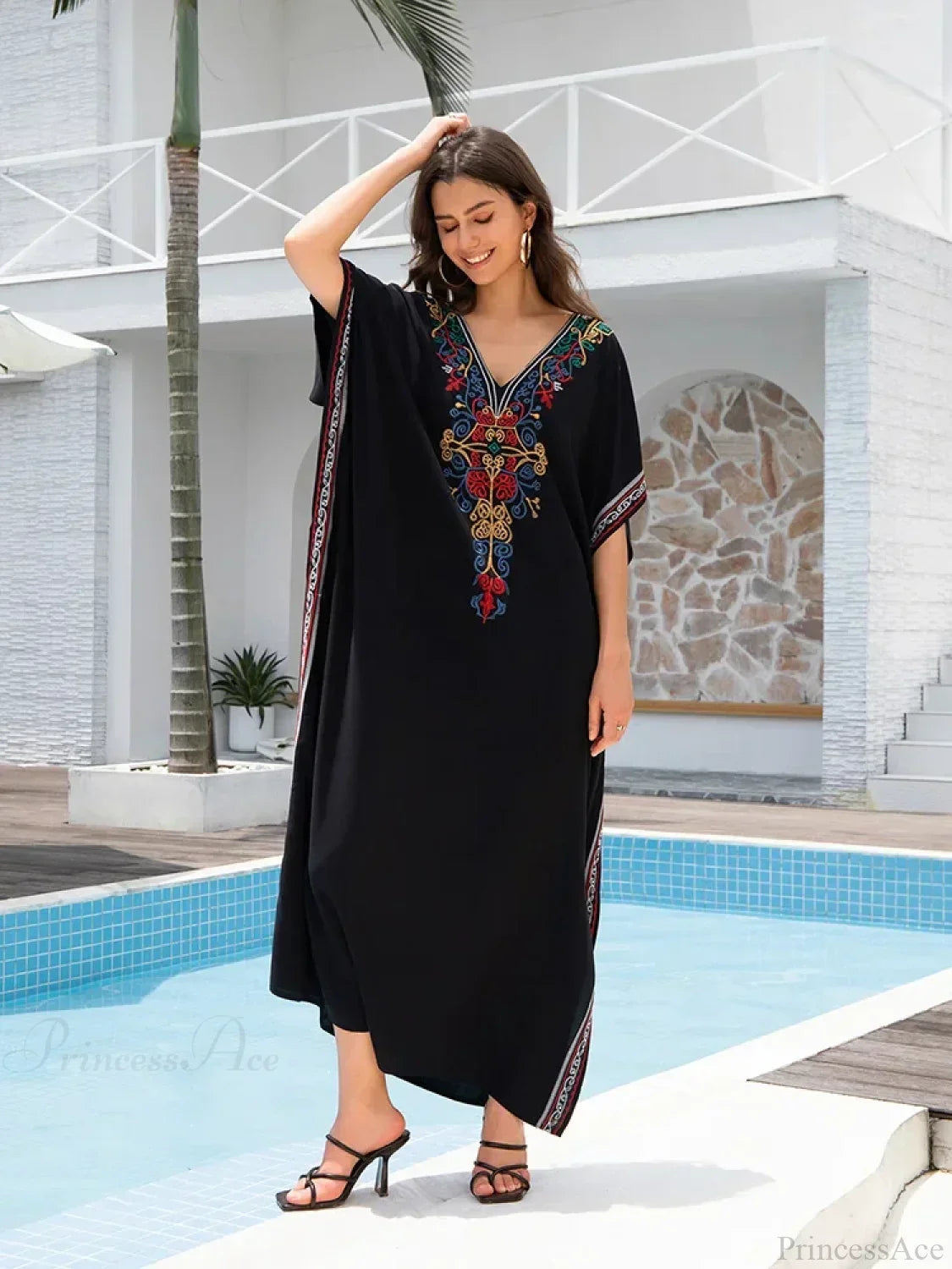 Embroidery Long Dress Beach Cover Up image 4