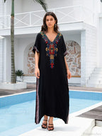 Embroidery Long Dress Beach Cover Up image 3