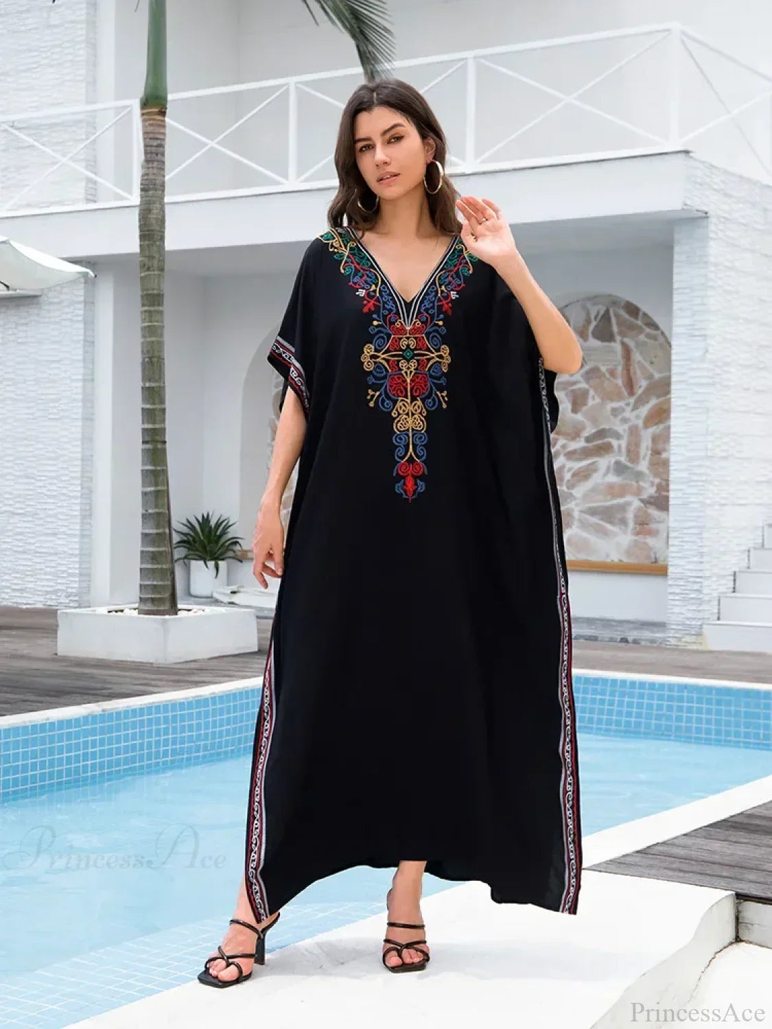 Embroidery Long Dress Beach Cover Up image 2