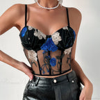 Embroidery Mesh Tank Top Sexy Slim Bustier image 3