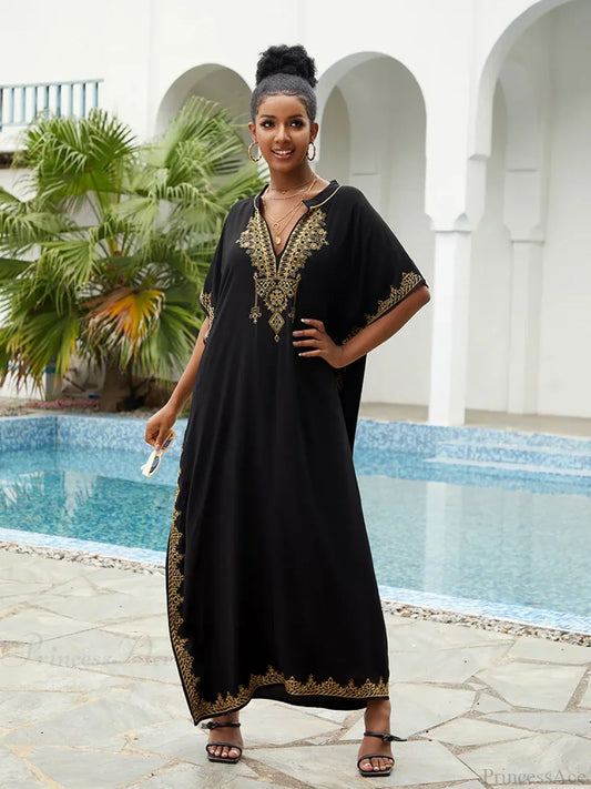 Embroidery Printed Long Dress Cover Up image 1