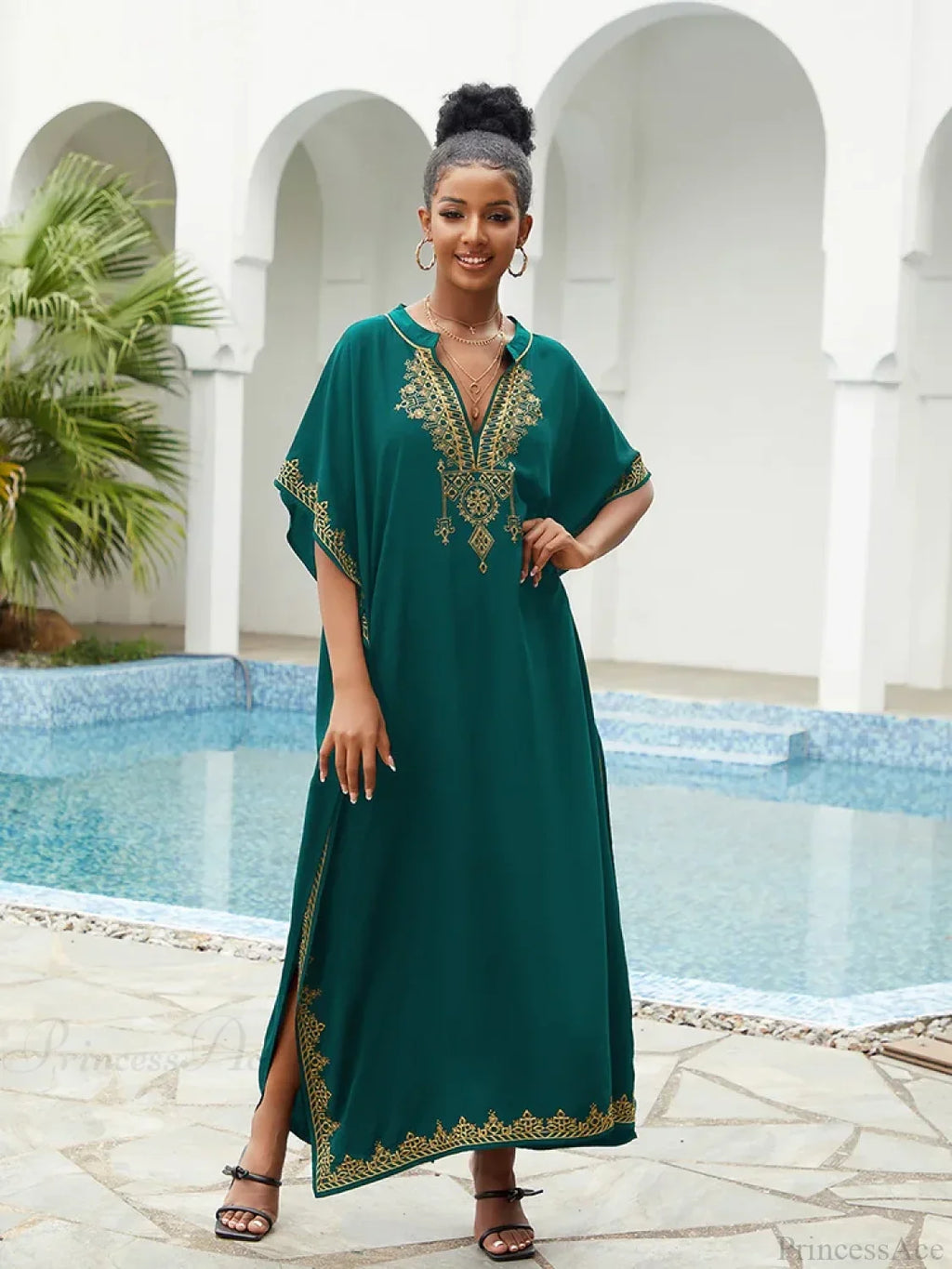 Embroidery Printed Long Dress Cover Up image 4