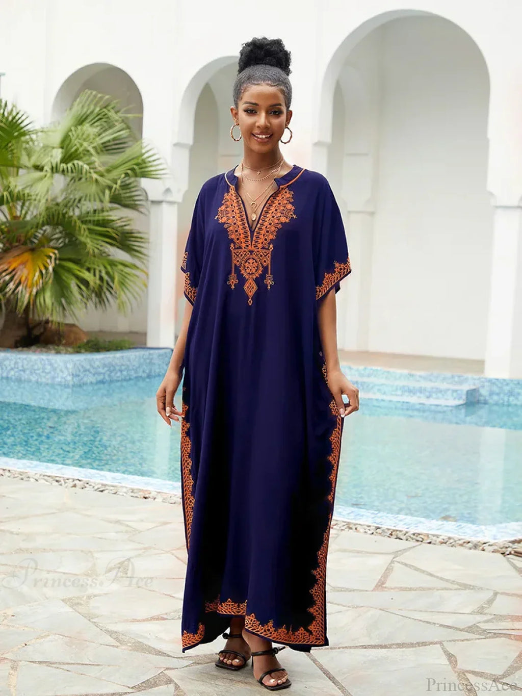 Embroidery Printed Long Dress Cover Up image 5