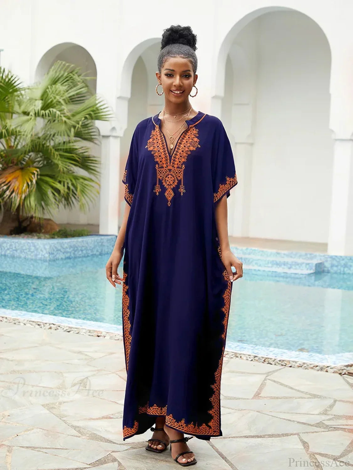 Embroidery Printed Long Dress Cover Up image 5