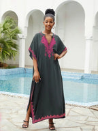 Embroidery Printed Long Dress Cover Up image 3