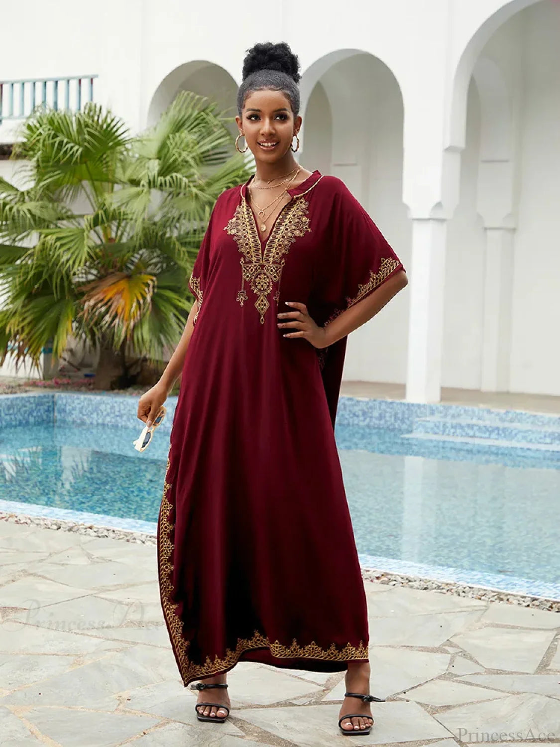 Embroidery Printed Long Dress Cover Up image 2