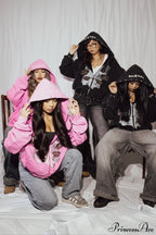 Embroidery Rhinestone Print Zip Hoodie image 6
