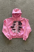 Embroidery Rhinestone Print Zip Hoodie image 1