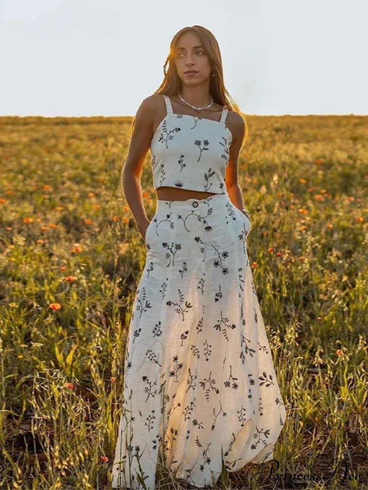 Embroidery Strap Maxi Dress image 1