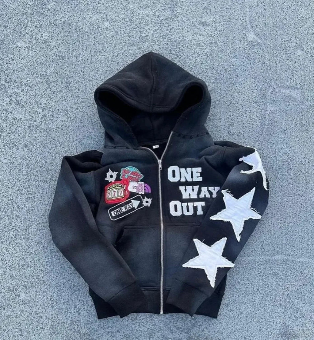 Embroidery Zipper Hoodie image 1