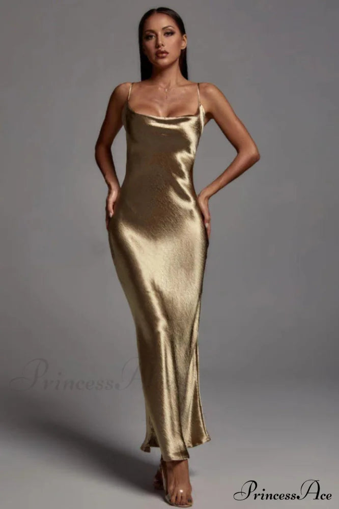 Emily Metallic Gold Maxi Dress image 1