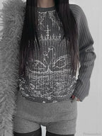 Emo Printed O-neck Knit Top image 5